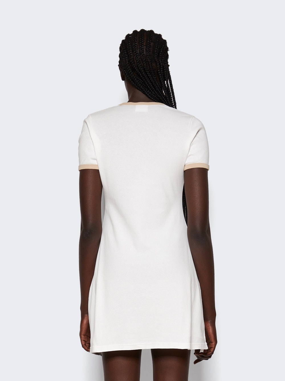 Contrast V Neck Mini Dress Sand - 5
