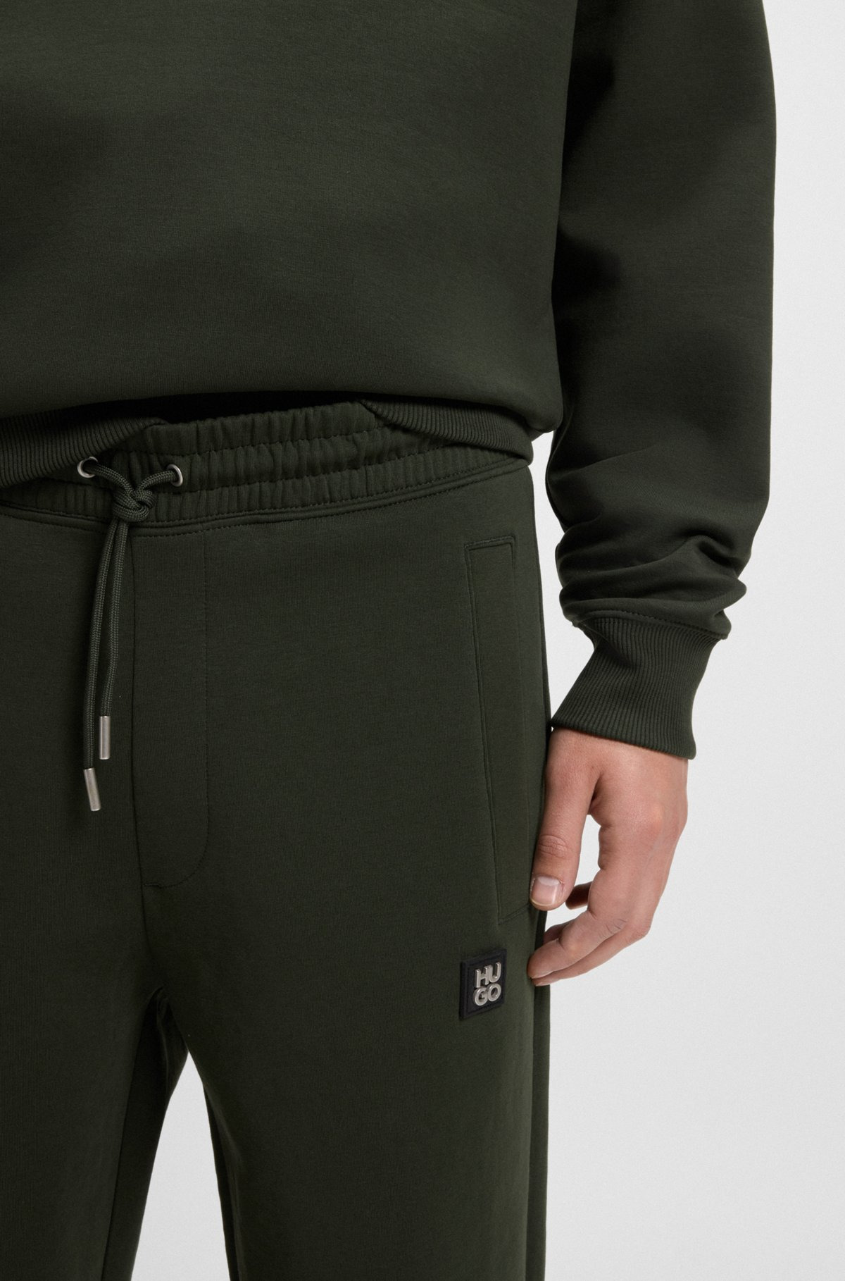 COTTON TRACKSUIT BOTTOMS WITH STACKED LOGO - 3