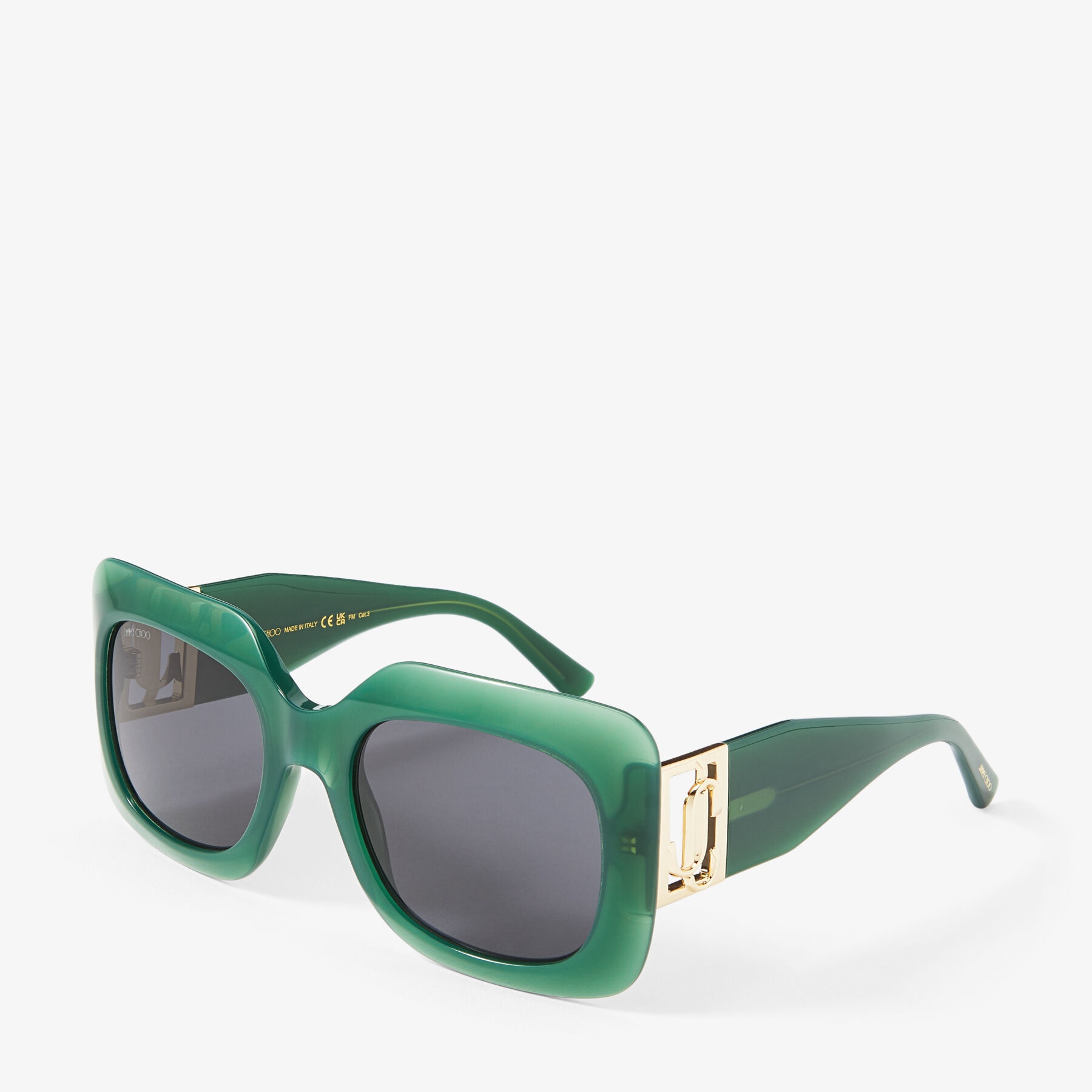 Gaya
Opal Green and Gold Square Frame Sunglasses with JC Emblem - 3