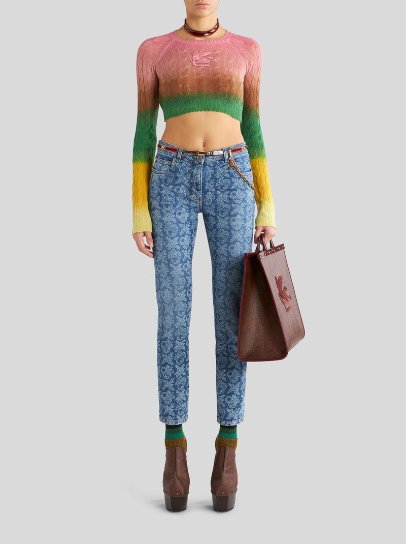 Etro DENIM JEANS WITH LASERED APPLES outlook