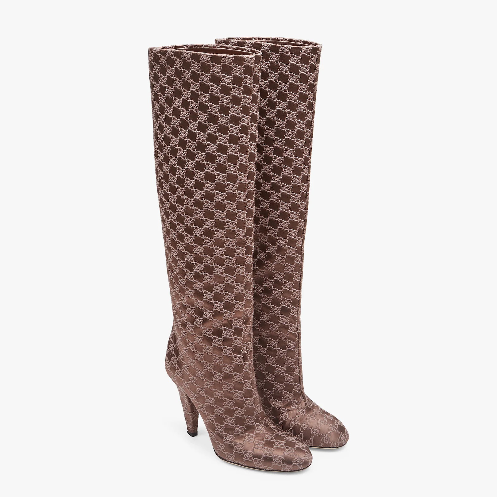 High-heeled boots in brown fabric - 4