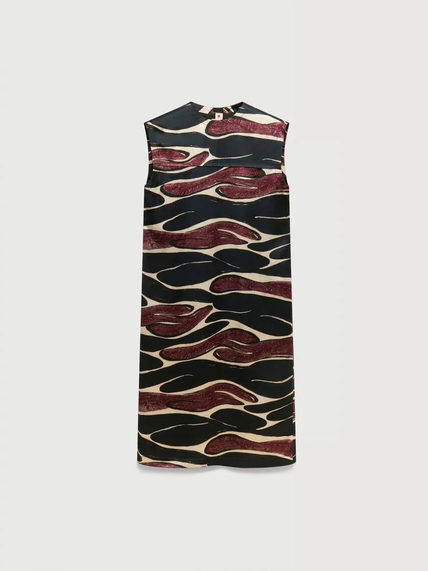BLACK VISCOSE DRESS WITH CRIMSON FLOW PRINT - 1