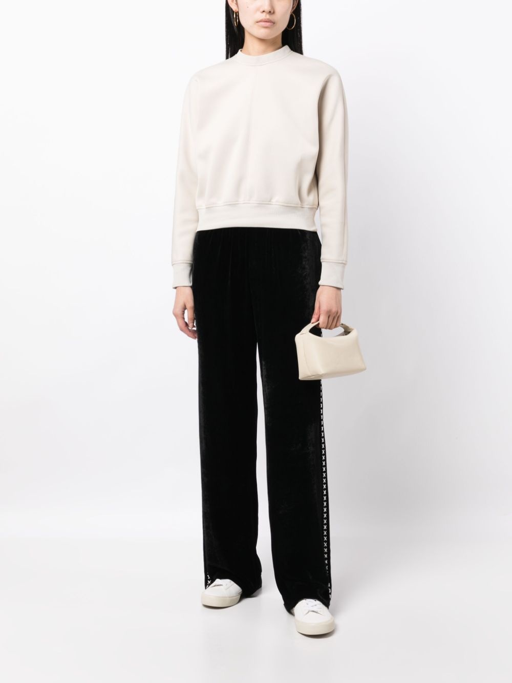 cross-print velvet-finish track pants - 2