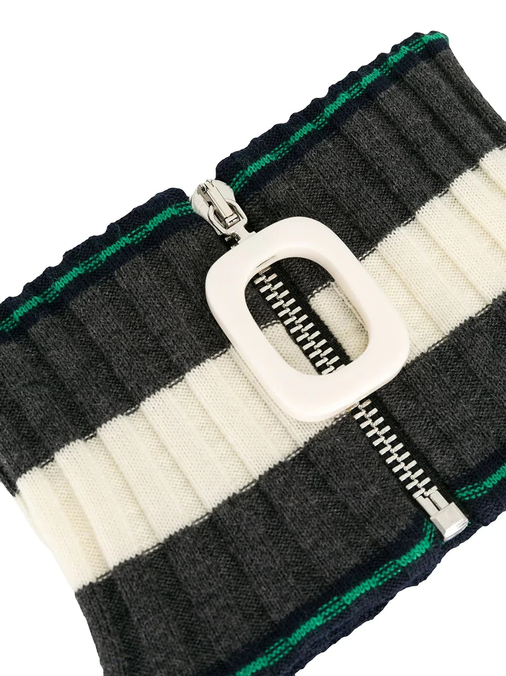 zip-front striped neckband - 2