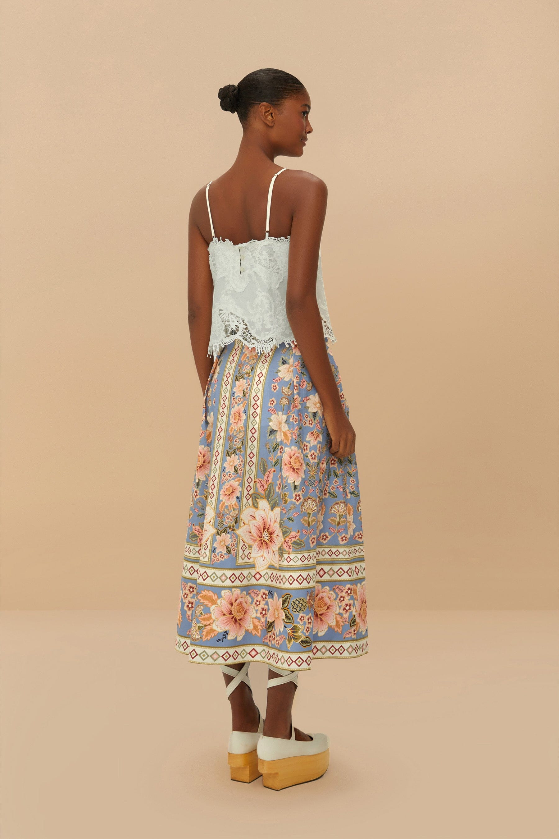 Blue Superbloom Tapestry Buttoned Maxi Skirt - 4