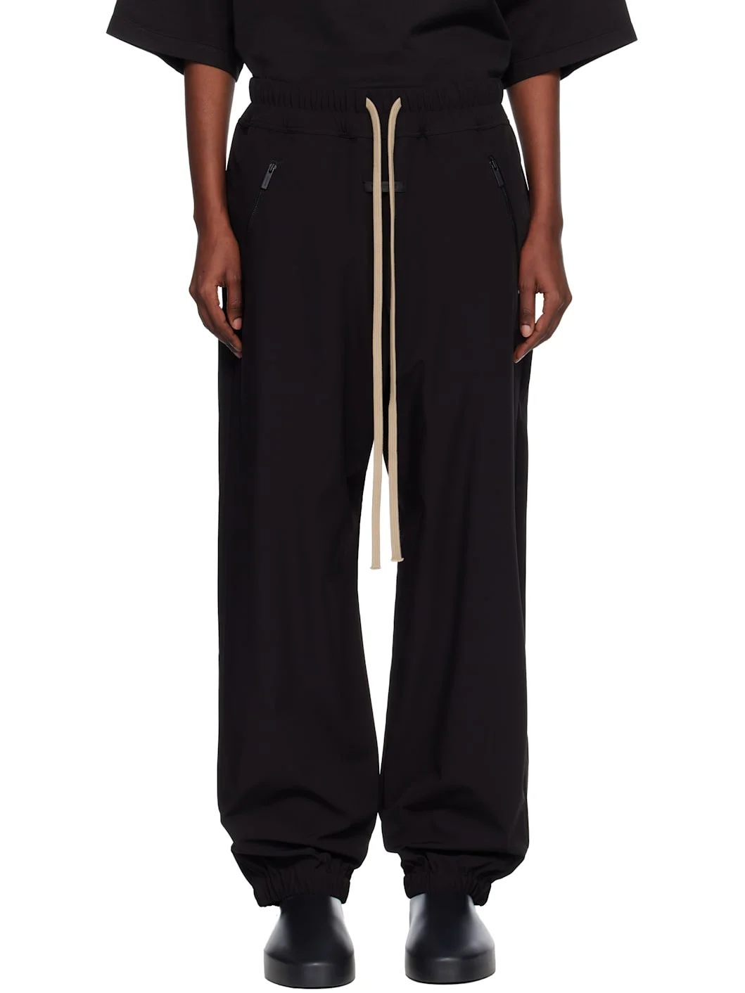 Black Nylon Track Pants - 1