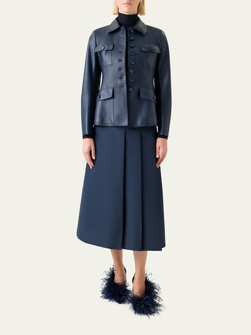 AKRIS Delia Nappa Leather Fitted Jacket outlook