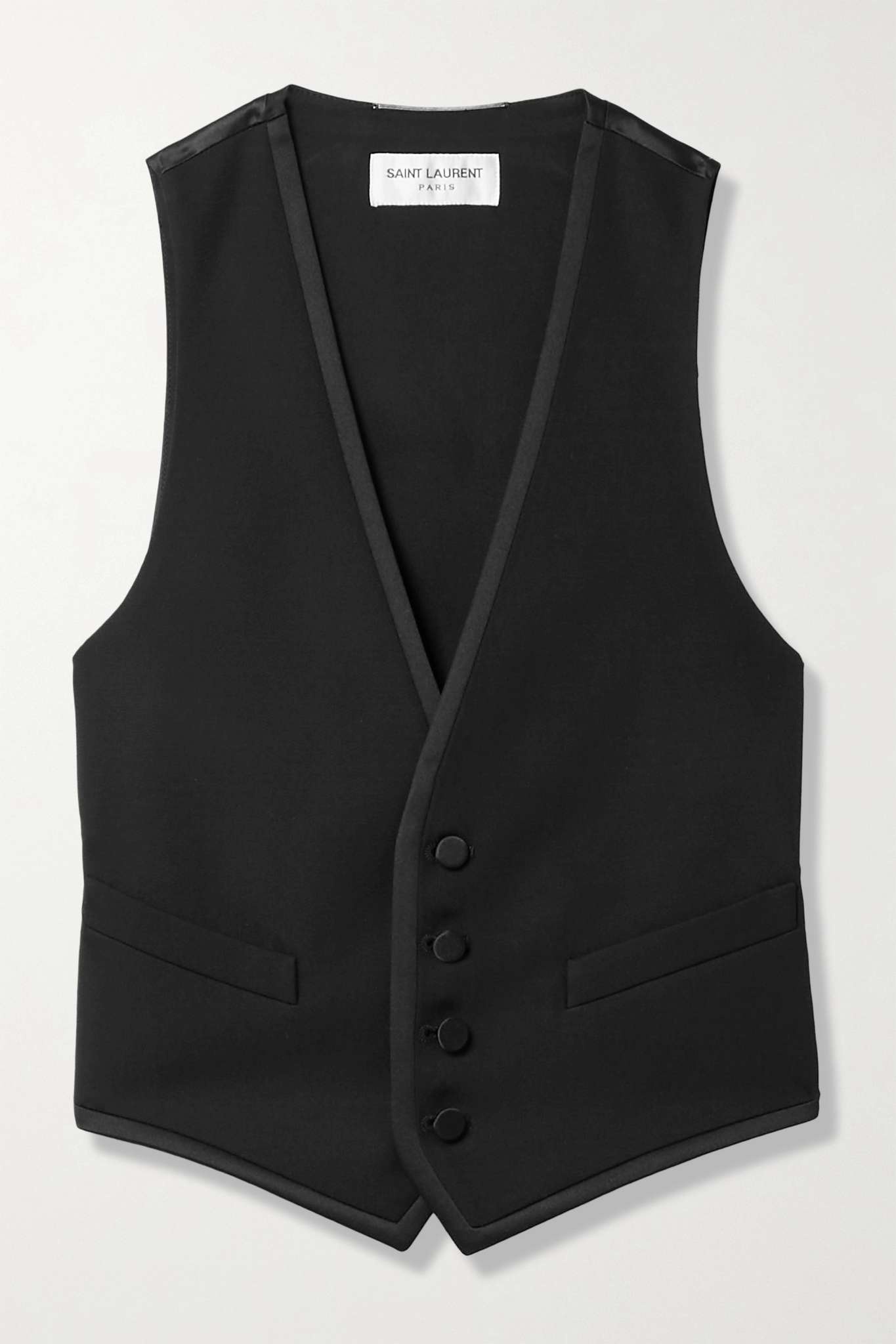 Cropped grain de poudre wool and silk-satin vest - 1