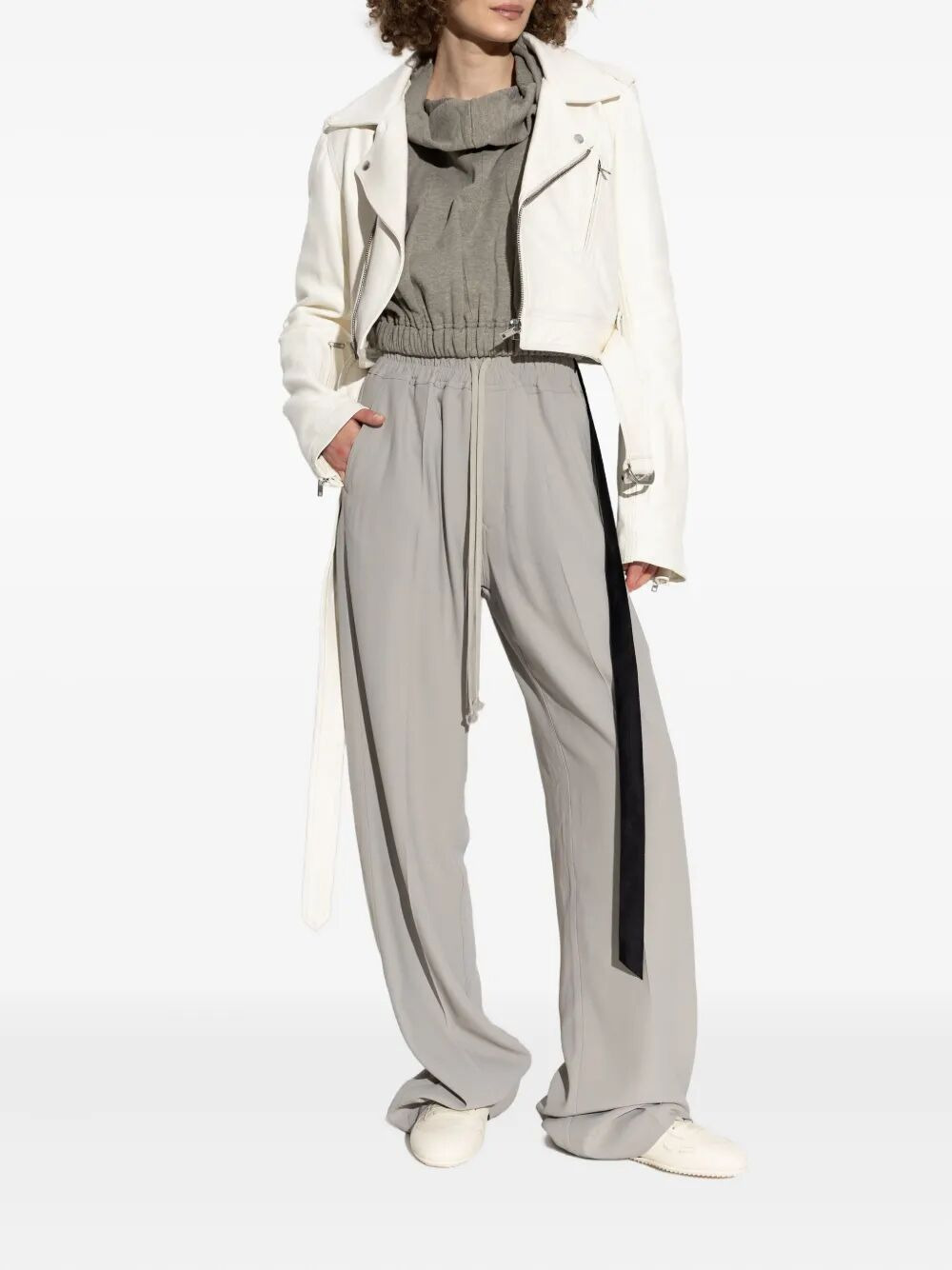 Rick Owens Women Cropped "Luke" S Stooges Leather Jacket - 2