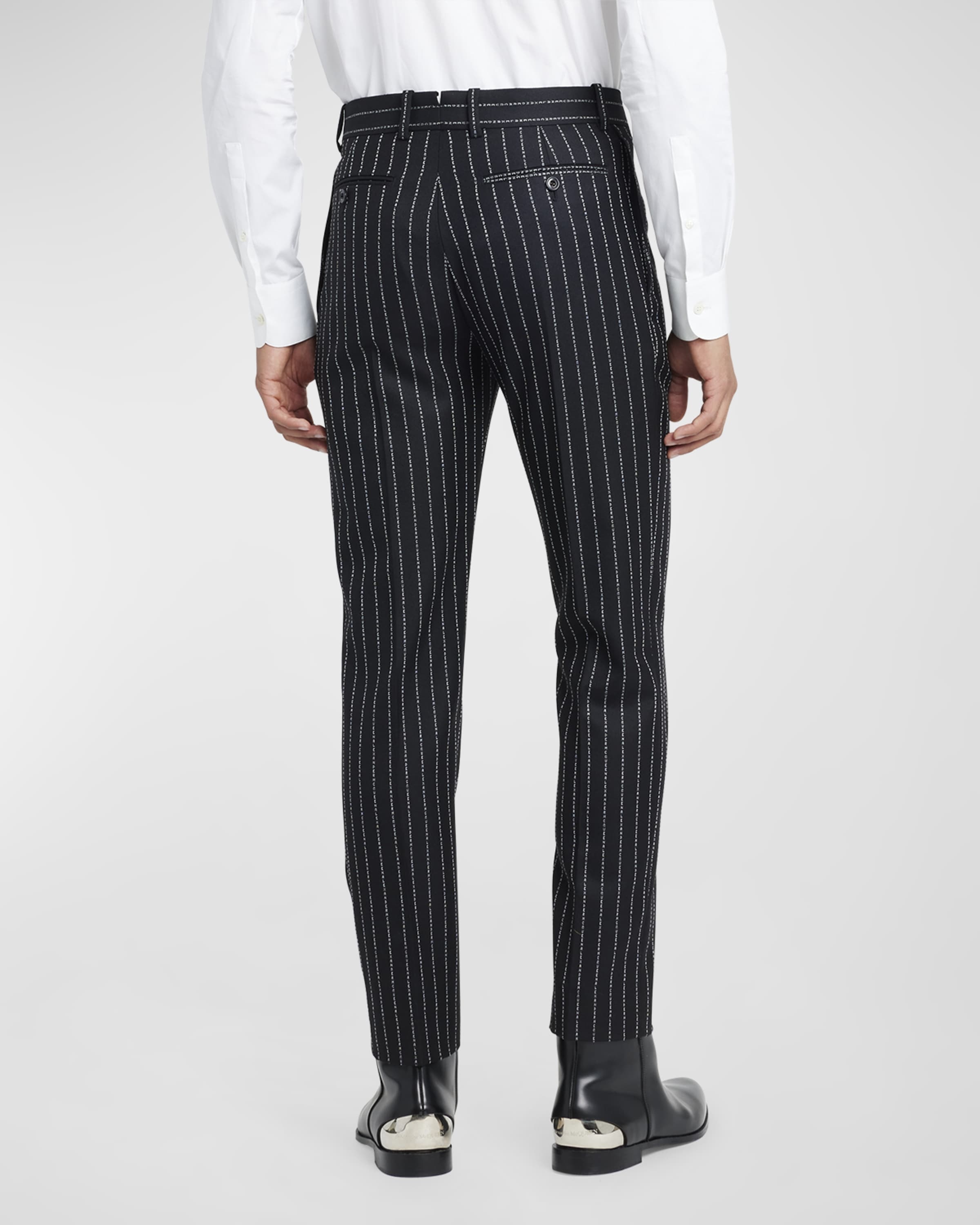 Alexander McQueen Men's Logo Lettering Pinstripe Cigarette