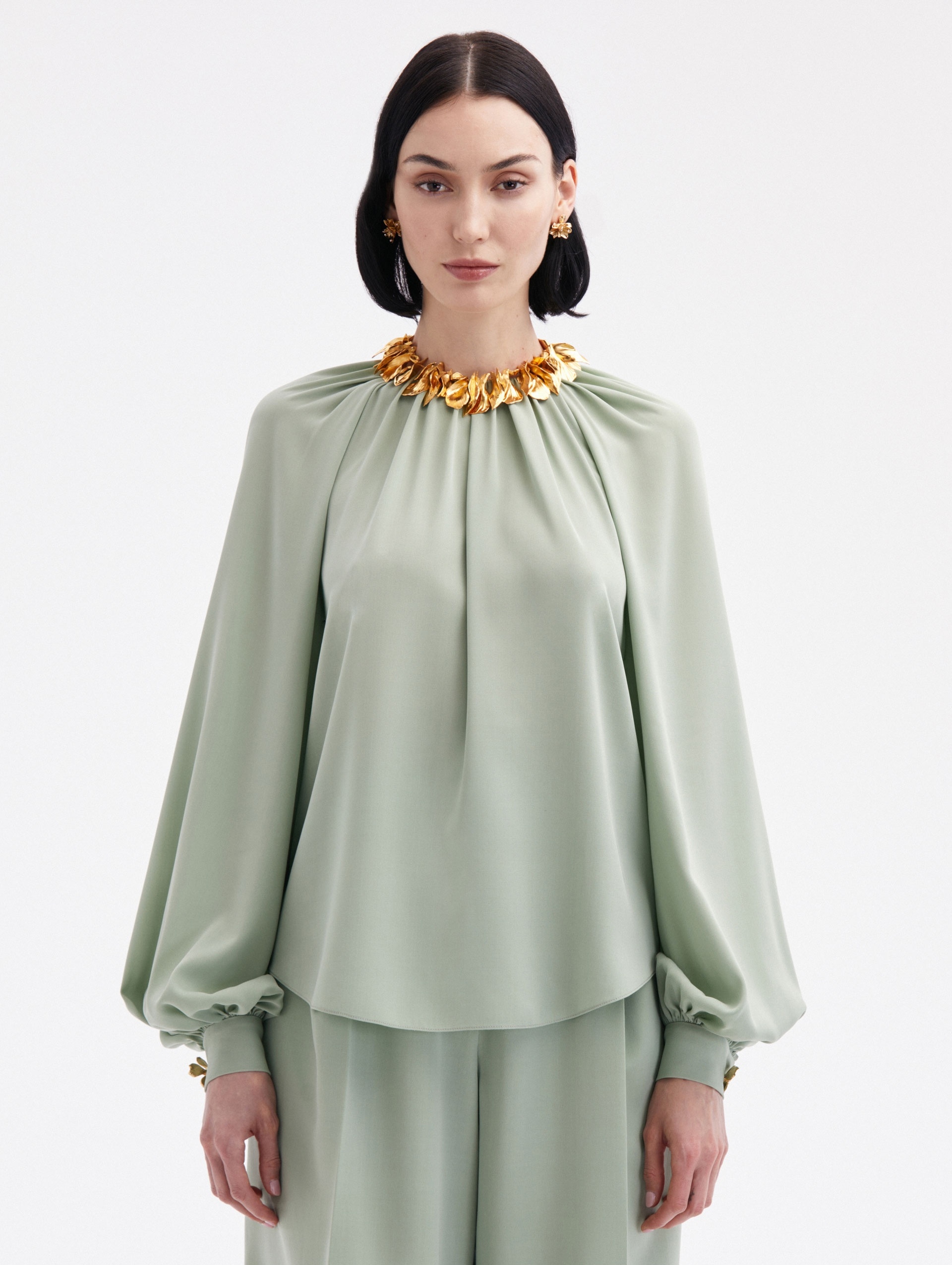 LONG SLEEVE GEORGETTE BLOUSE - 1