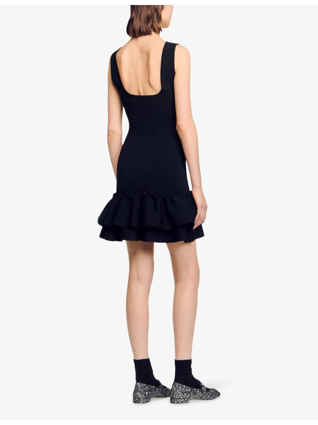 Ruffled-Hem Square-Neck Stretch-Knit Mini Dress - 4