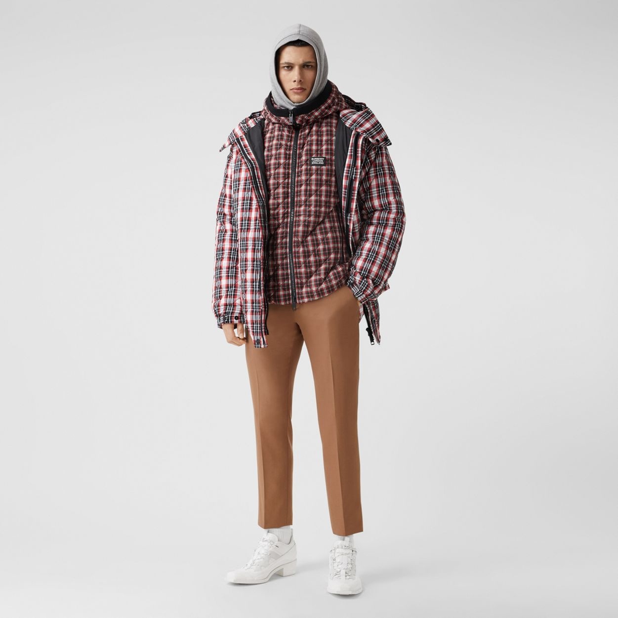 Diamond Quilted Check Hooded Jacket - 7