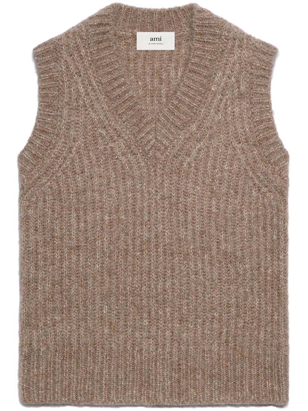 sleeveless rib-knit vest - 1
