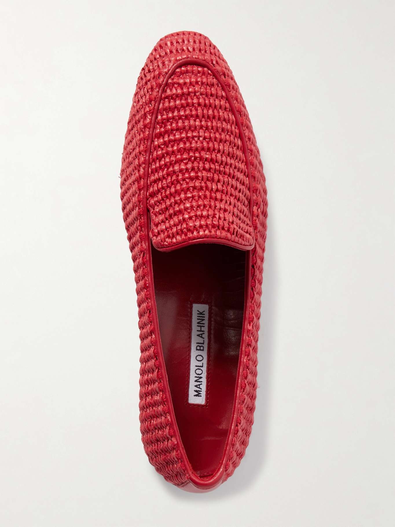 Pitakara leather-trimmed raffia loafers - 5