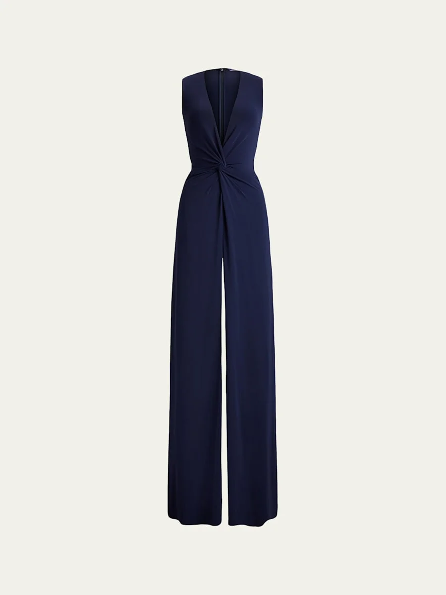 Zach Two-Tone Pleated Evening Dress - 1