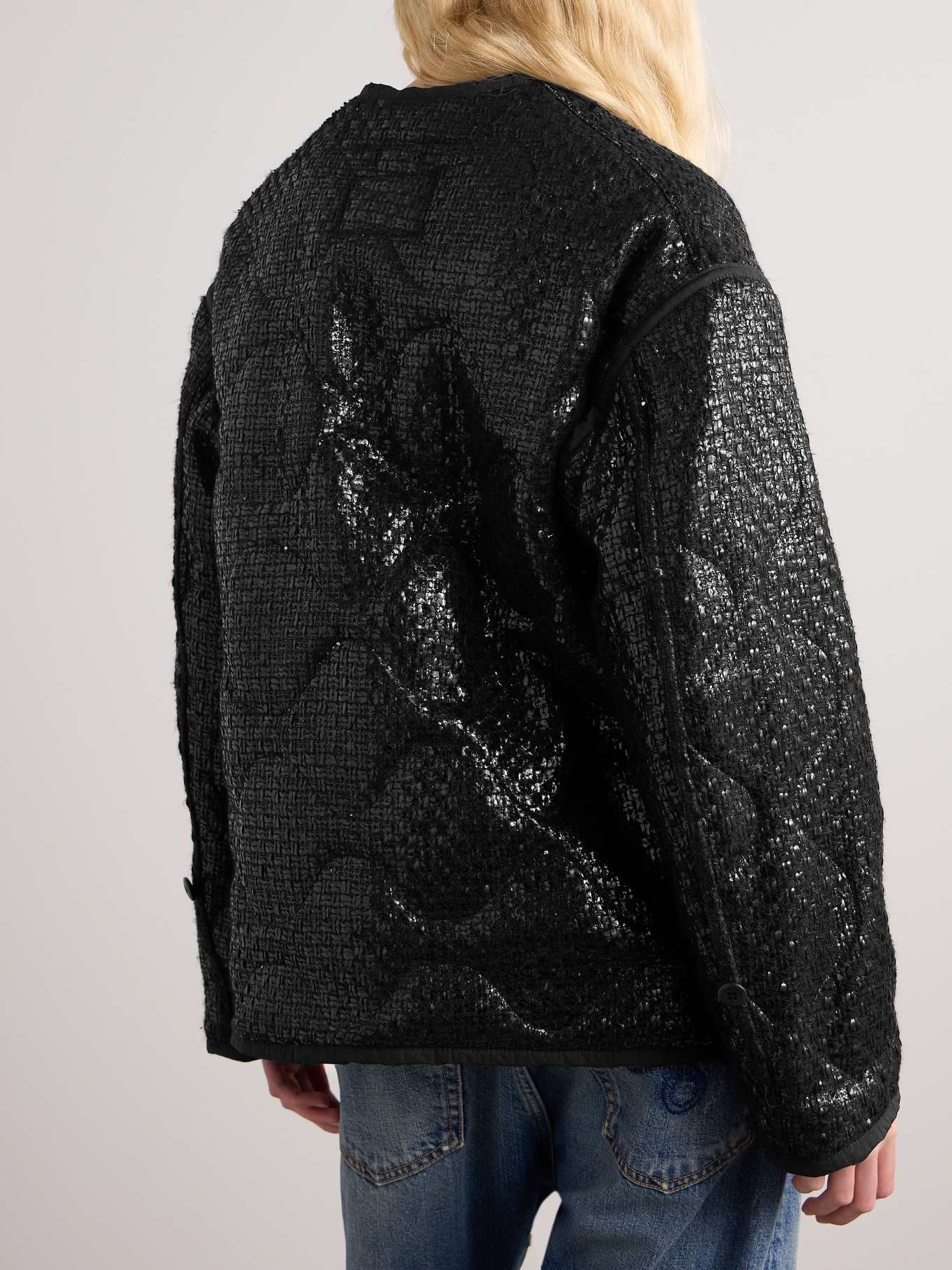 Quilted padded metallic tweed jacket - 4