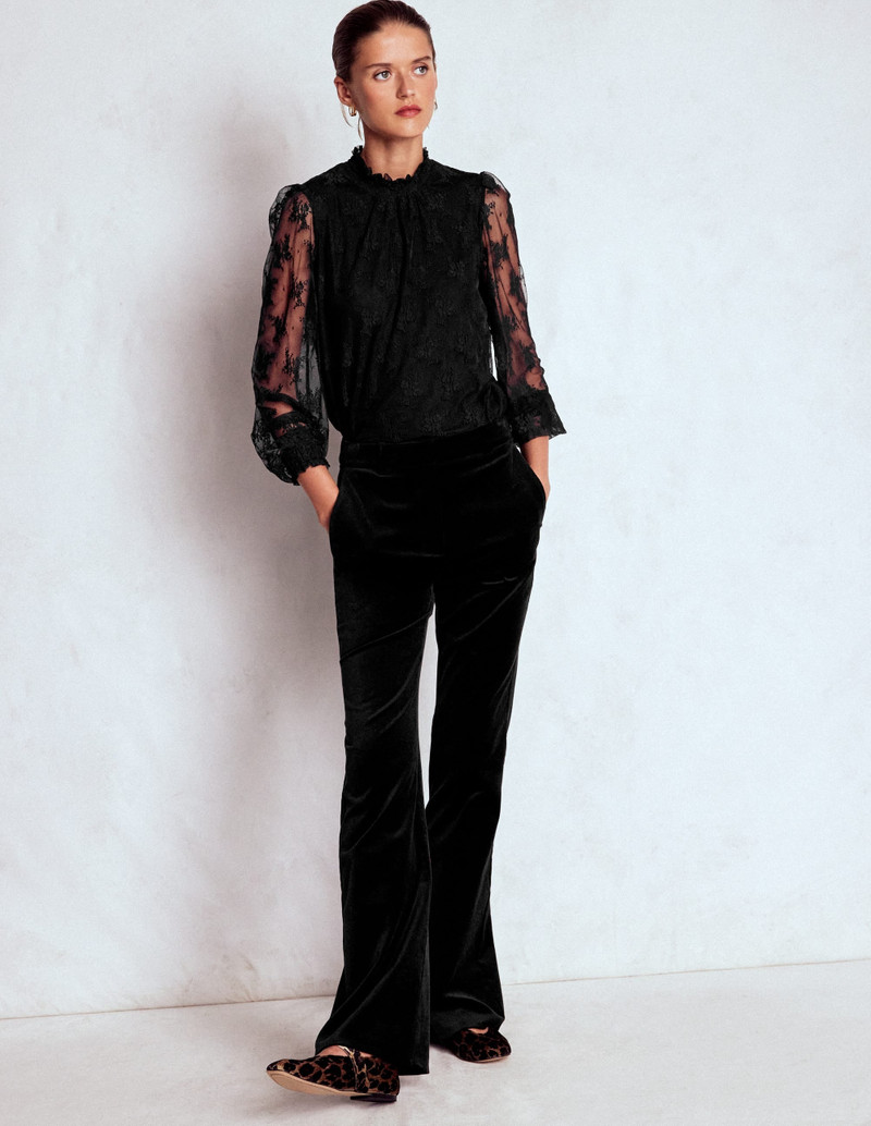 Smock Neck Tulle Top-Black 6