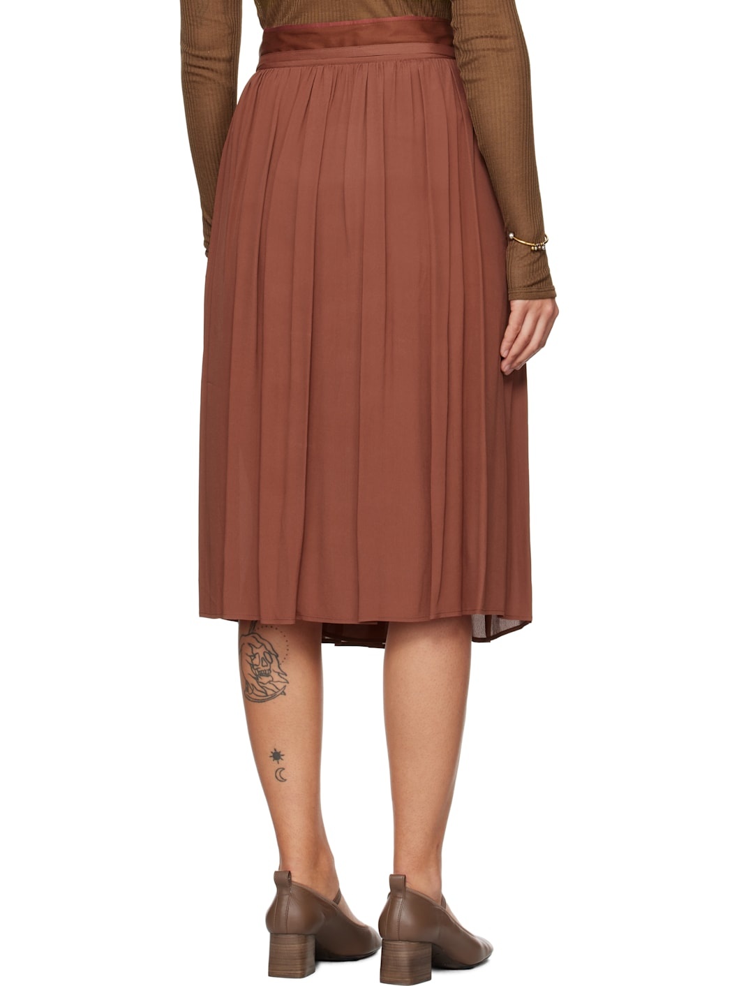 Brown Soft Midi Skirt - 3