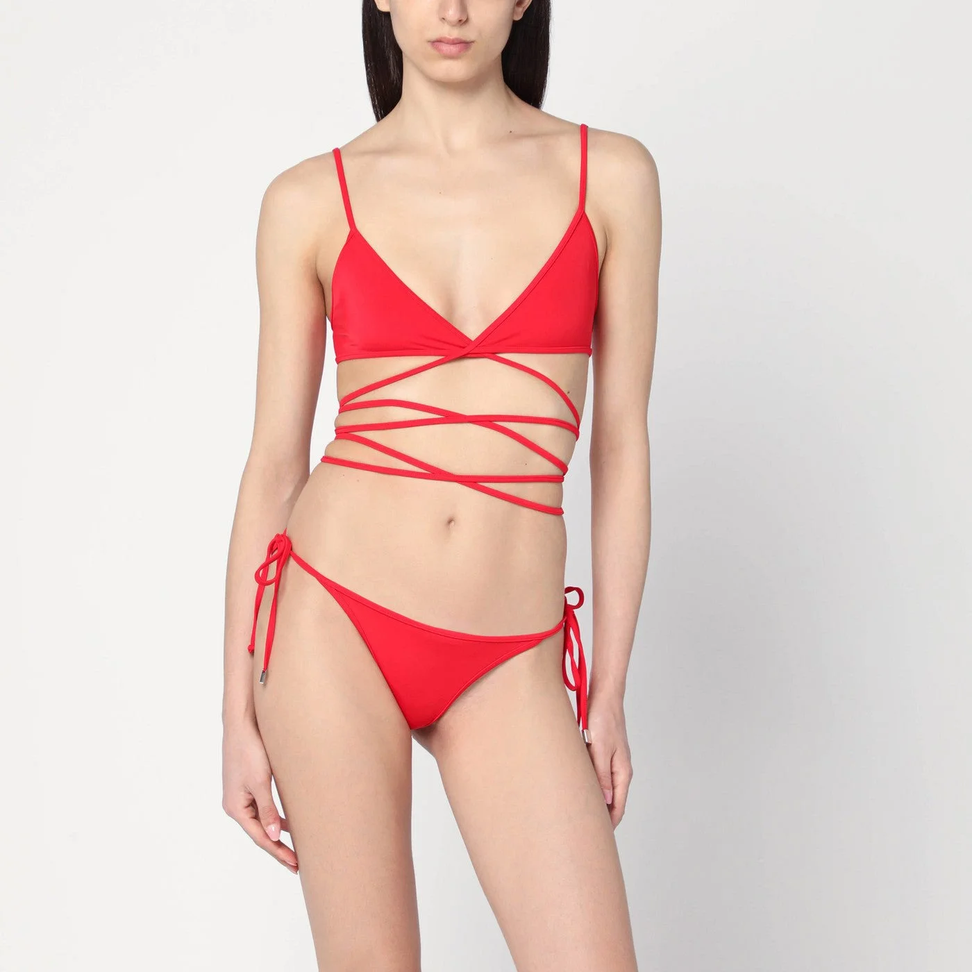 Two-piece triangle bikini in red - 1