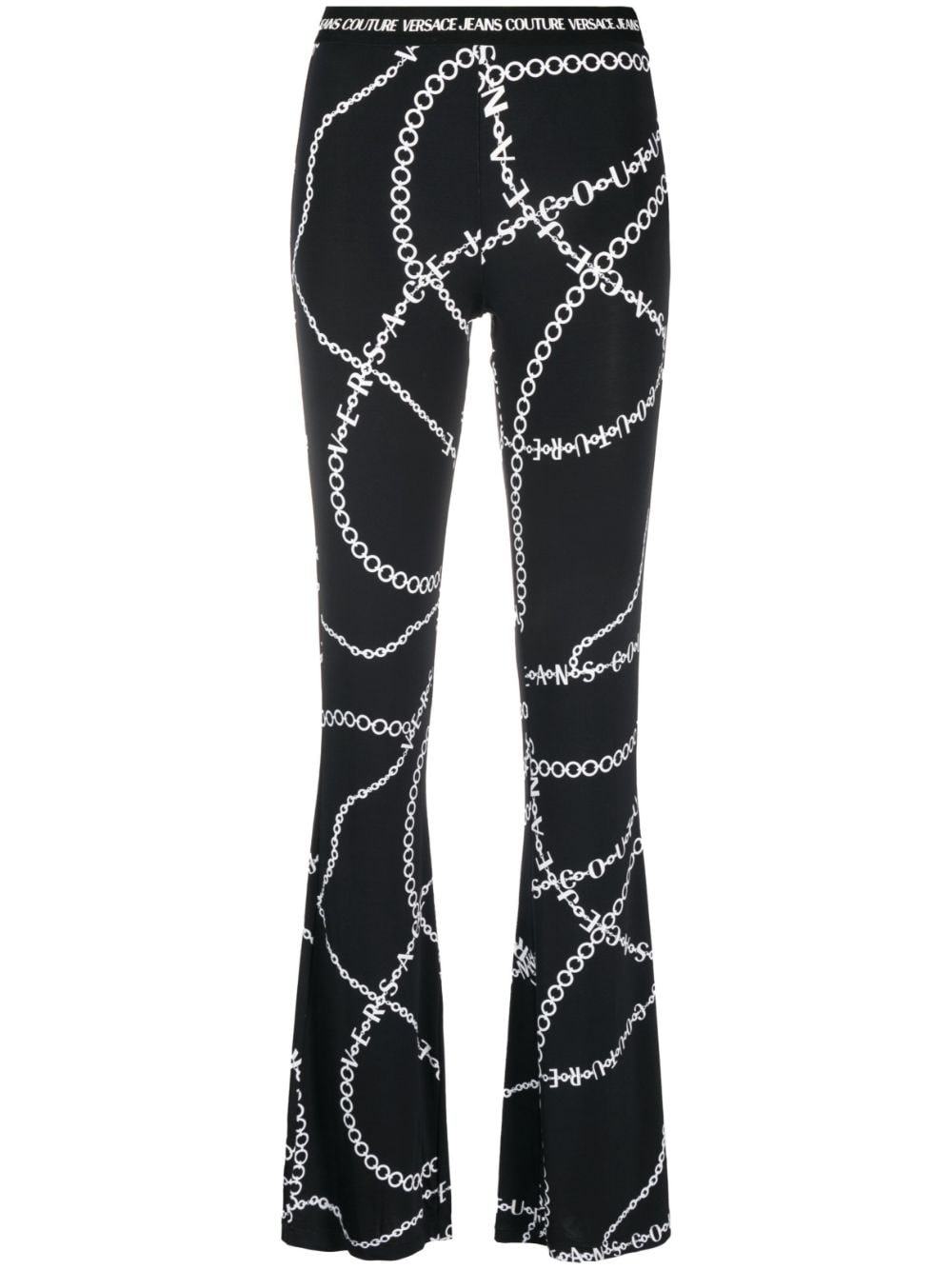 chain-print flared trousers - 1