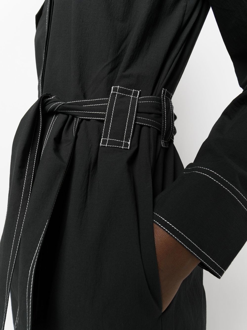 belted contrast-stitch jumpsuit - 5
