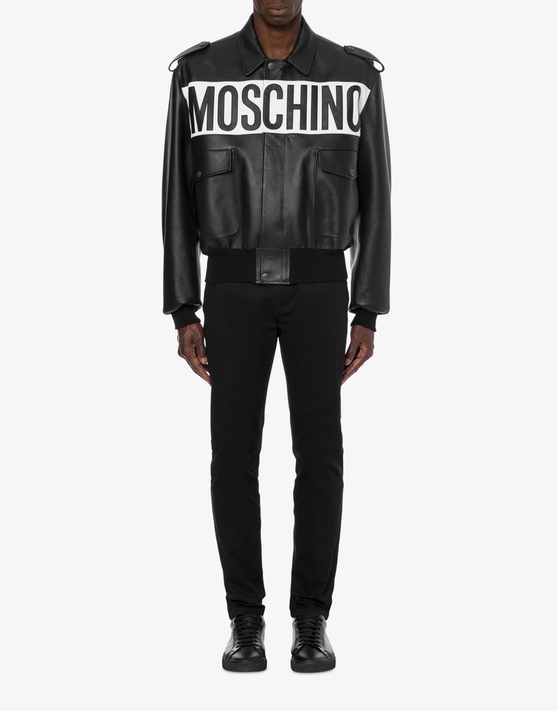 Moschino NAPPA LEATHER BOMBER WITH LOGO outlook