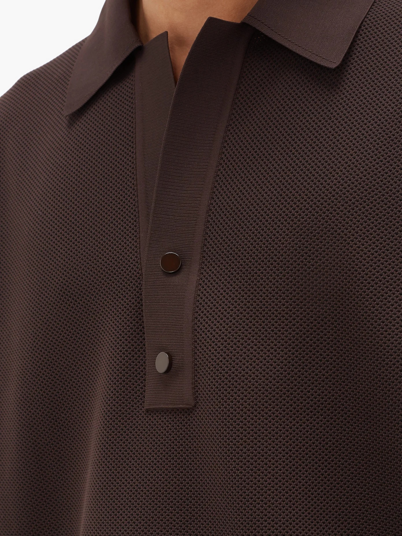 Notched-neck piqué polo shirt - 3