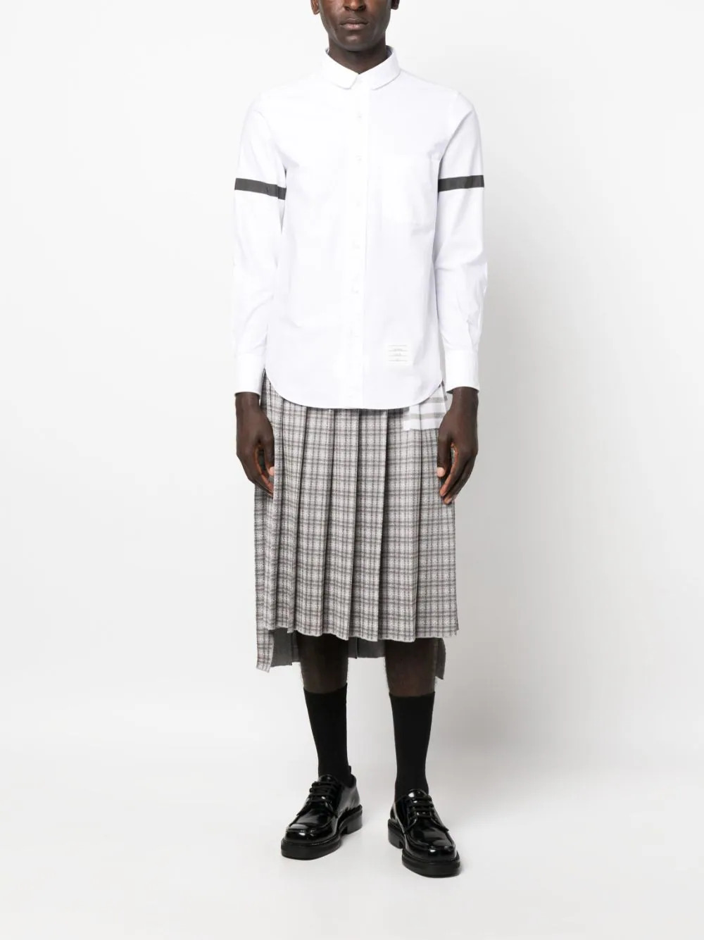 Straight Fit Mini Round Collar Shirt - 2
