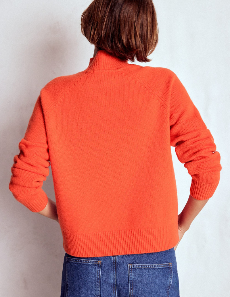 Marion Merino Rib Neck Sweater-Gladioli Orange 5