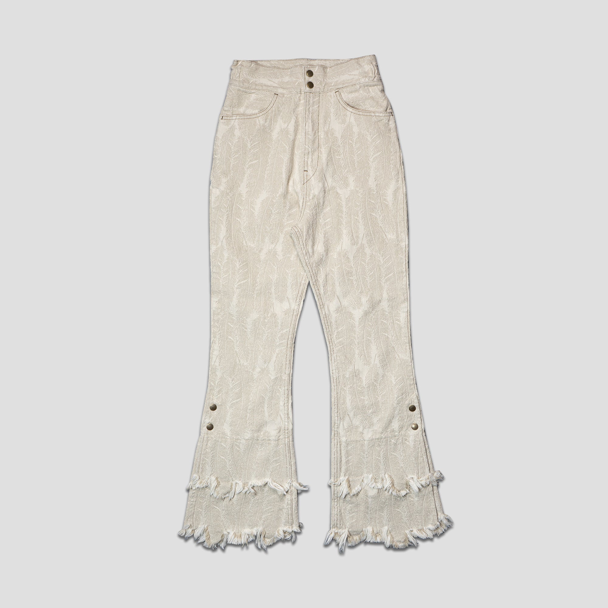 14oz FEATHER WHITE DENIM FLARE PANTS - 1