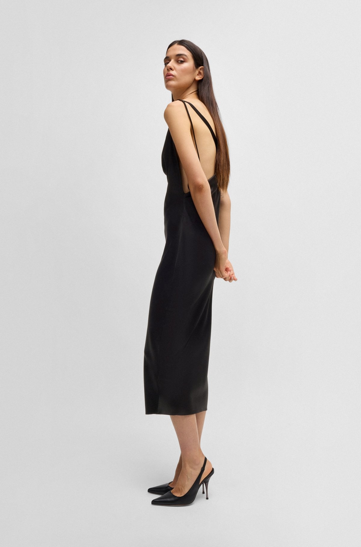 NAOMI X BOSS COCKTAIL DRESS WITH ASYMMETRIC DRAPED NECKLINE - 3