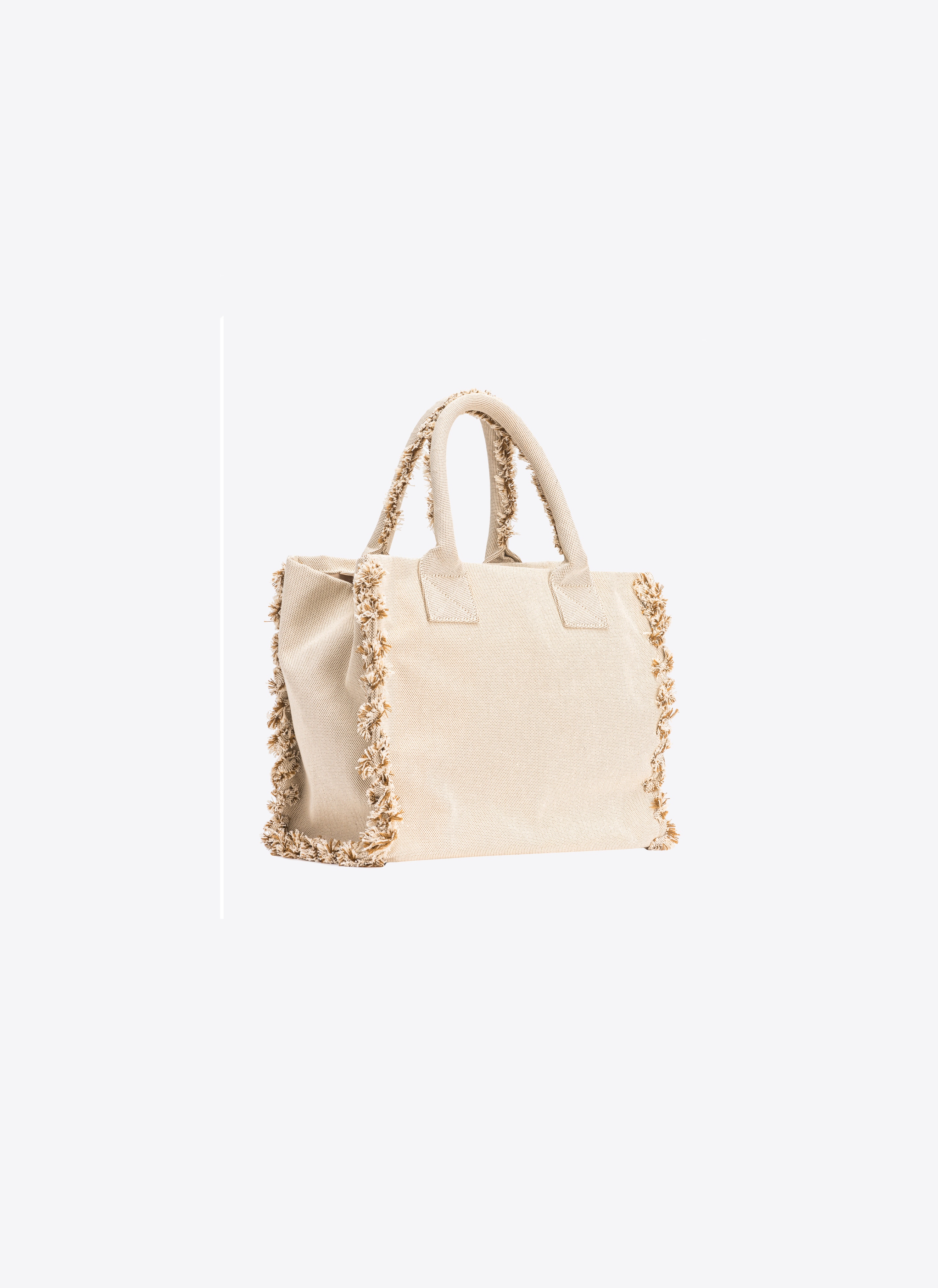 PINKO BEACH SHOPPER IN SALT-AND-PEPPER RECYCLED CANVAS