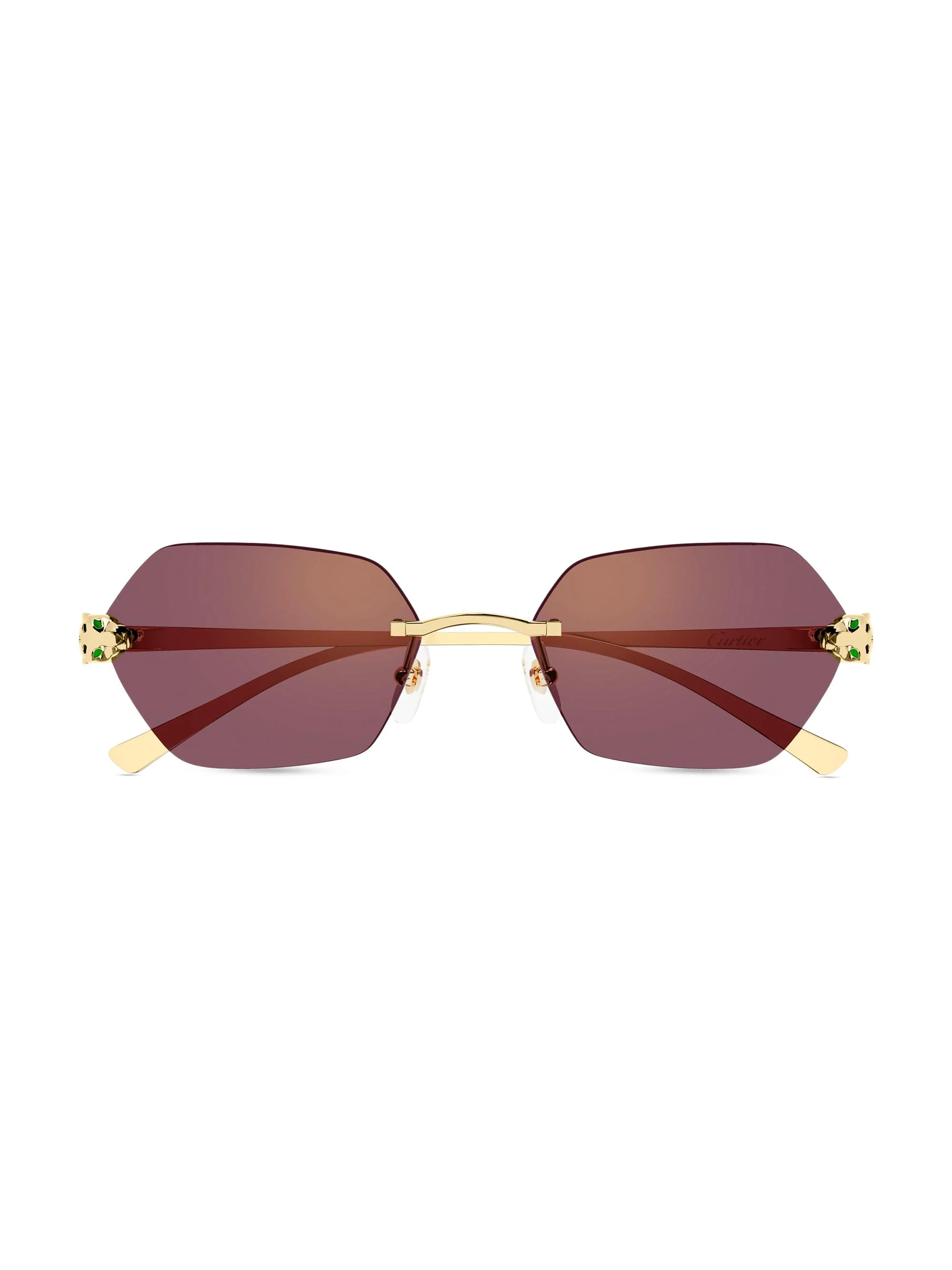 Women's Panthère Classic 55MM 24K-Gold-Plated Geometric Sunglasses - Gold Purple - 1