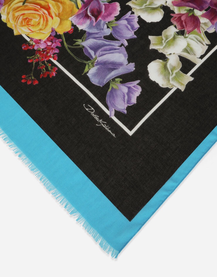 Hydrangea-print modal and cashmere scarf - 3