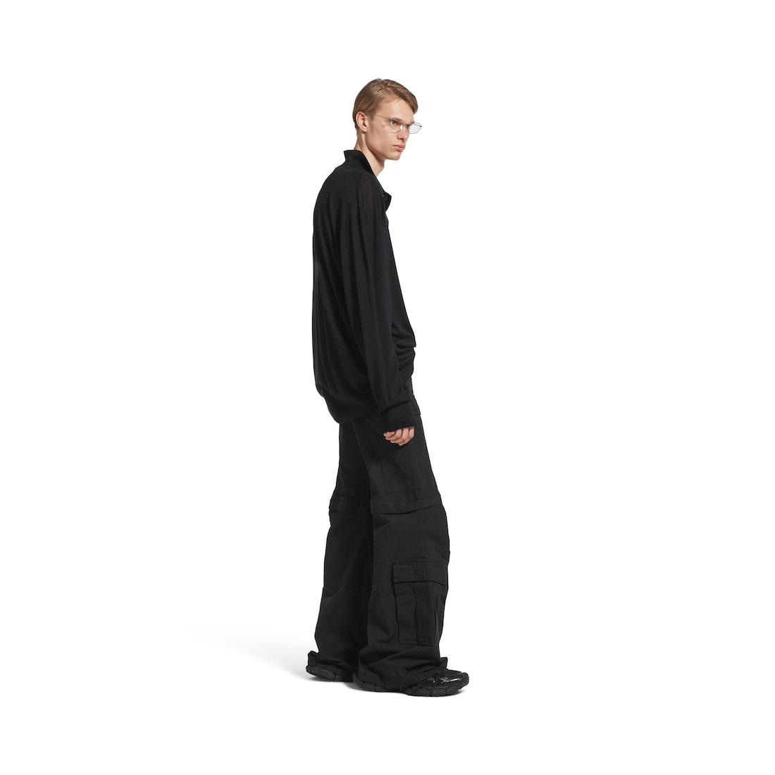 Flared Cargo Pants in Black - 3