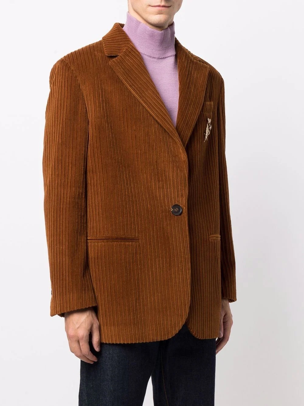 single-breasted corduroy blazer - 4