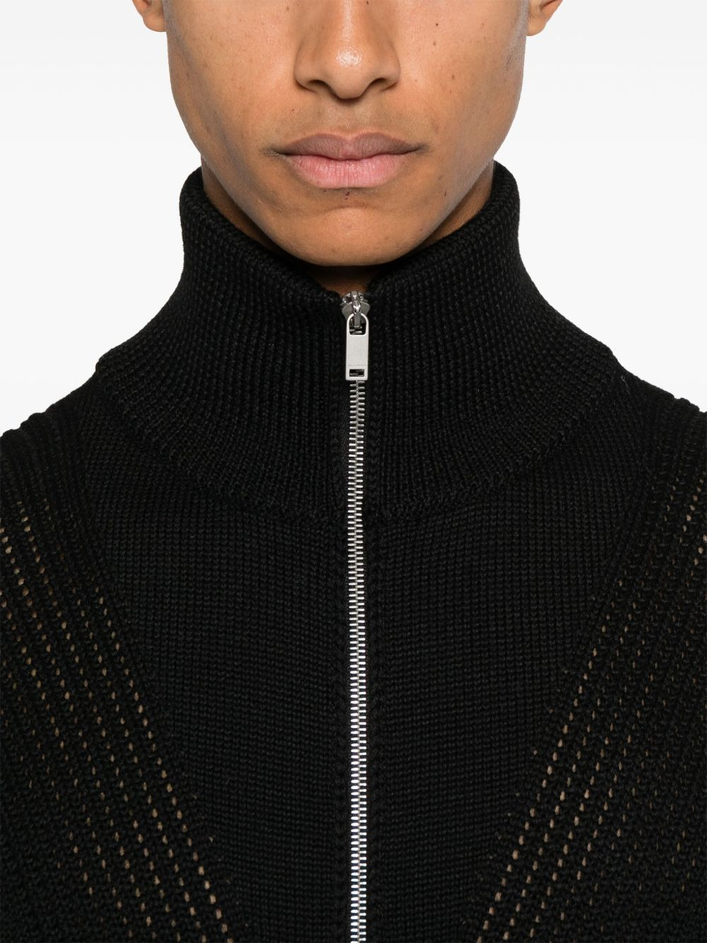 Jil Sander Men Wool Sweather With Zip Up Element - 4