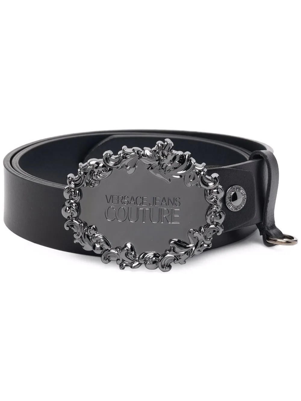 engraved logo-buckle belt - 1