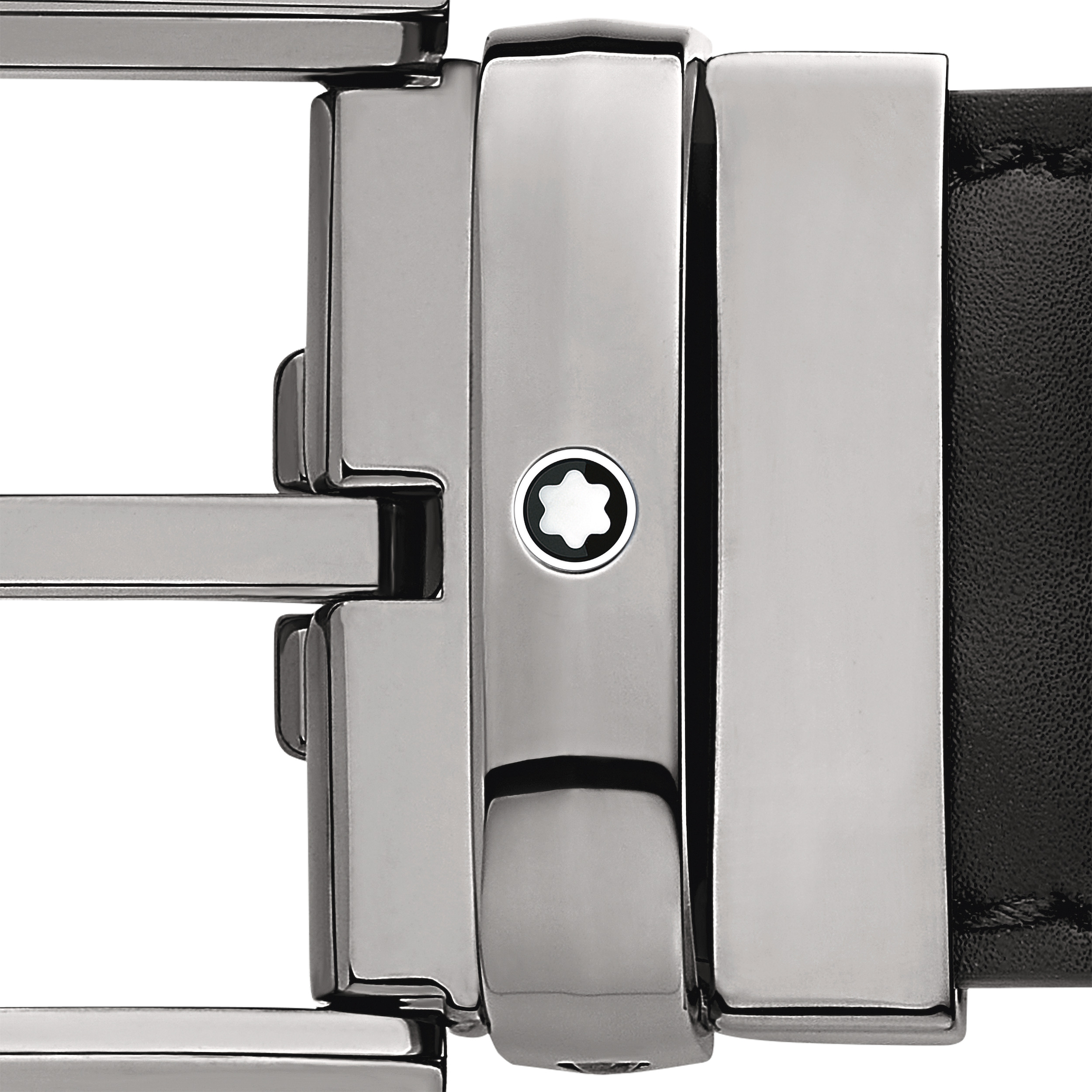 Horseshoe buckle black 35 mm leather belt - 3