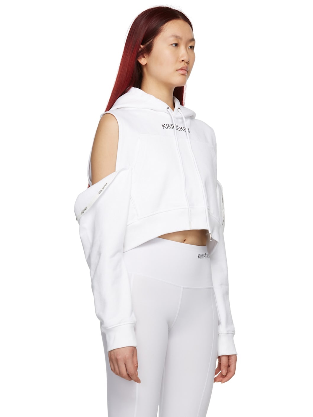 SSENSE Exclusive White Off-Shoulder Petal Hoodie - 2