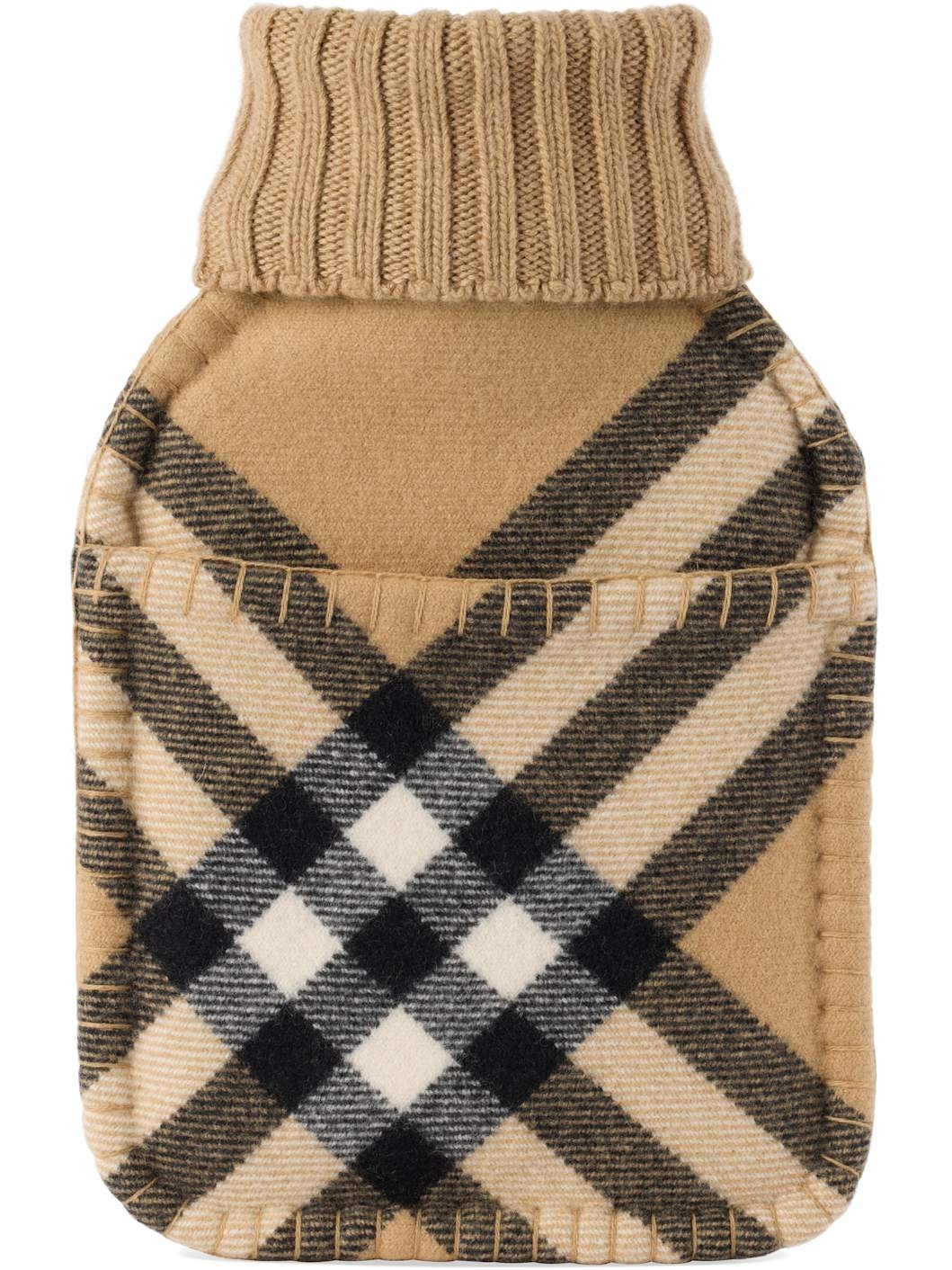 Beige Giant Check Hot Water Bottle Cover - 1