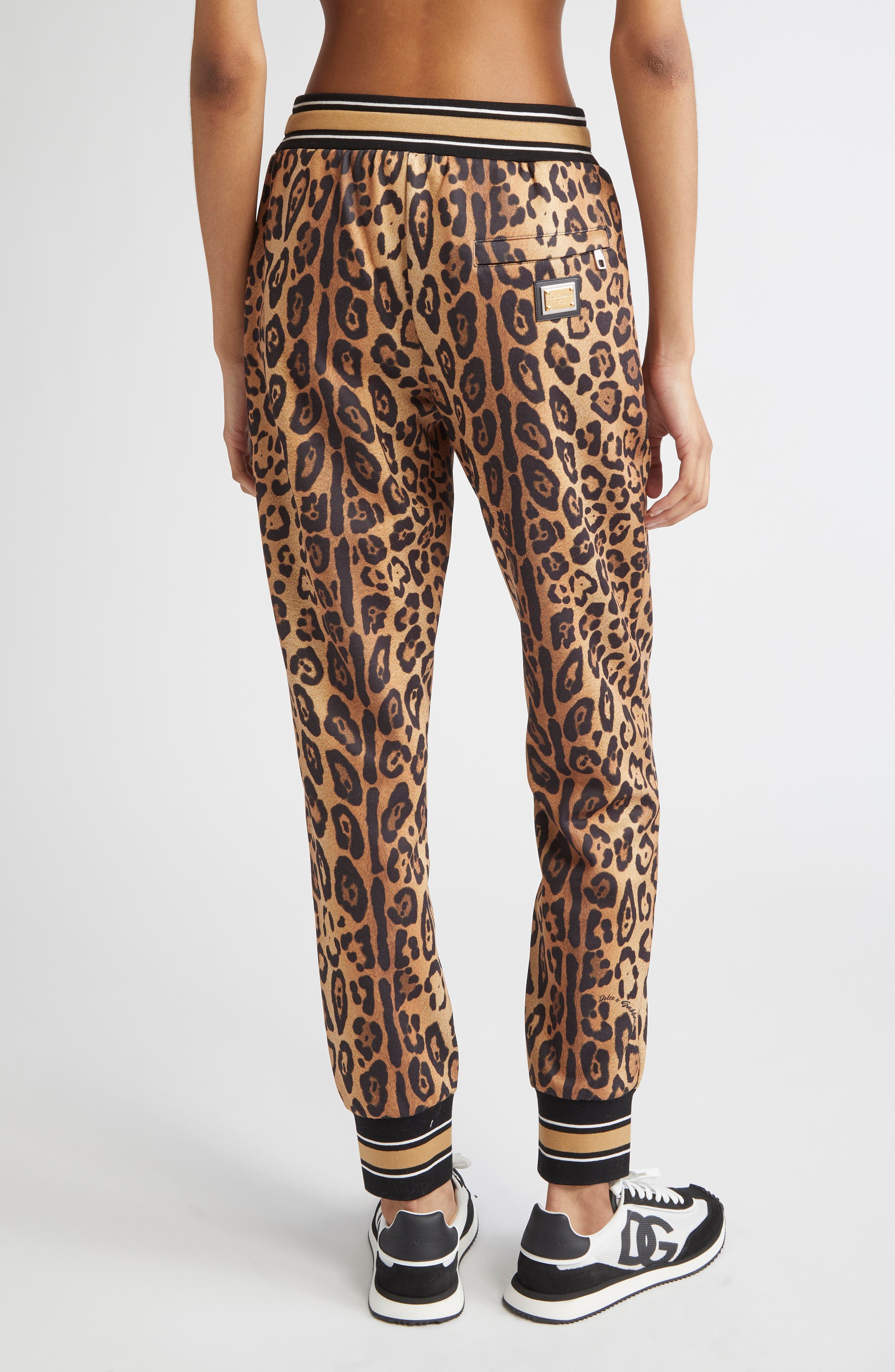 Dolce&Gabbana Leopard Print Joggers in Hynbm Leo Fondo Naturale at Nordstrom - 3