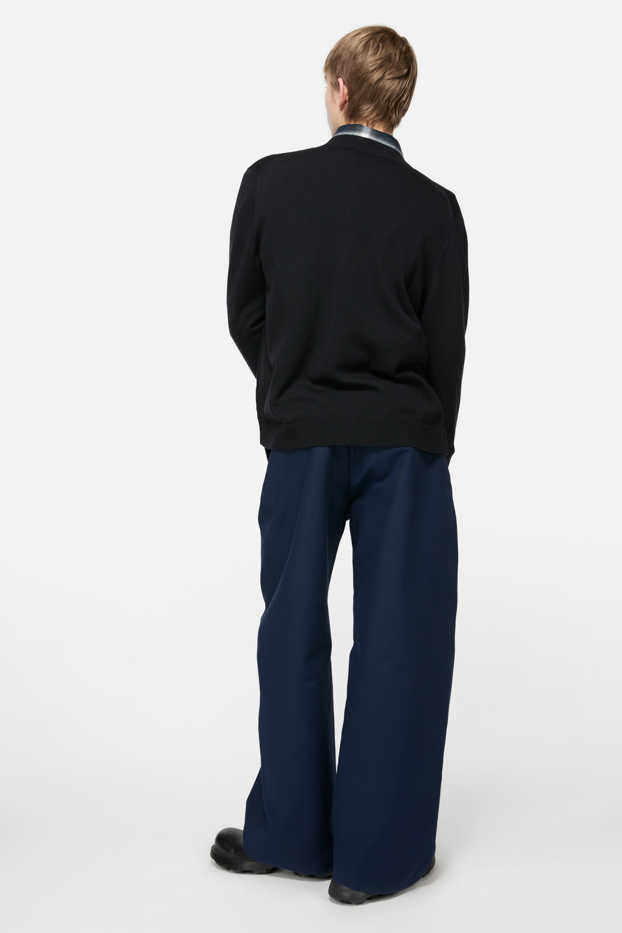 Crewneck cardigan - Black - 3