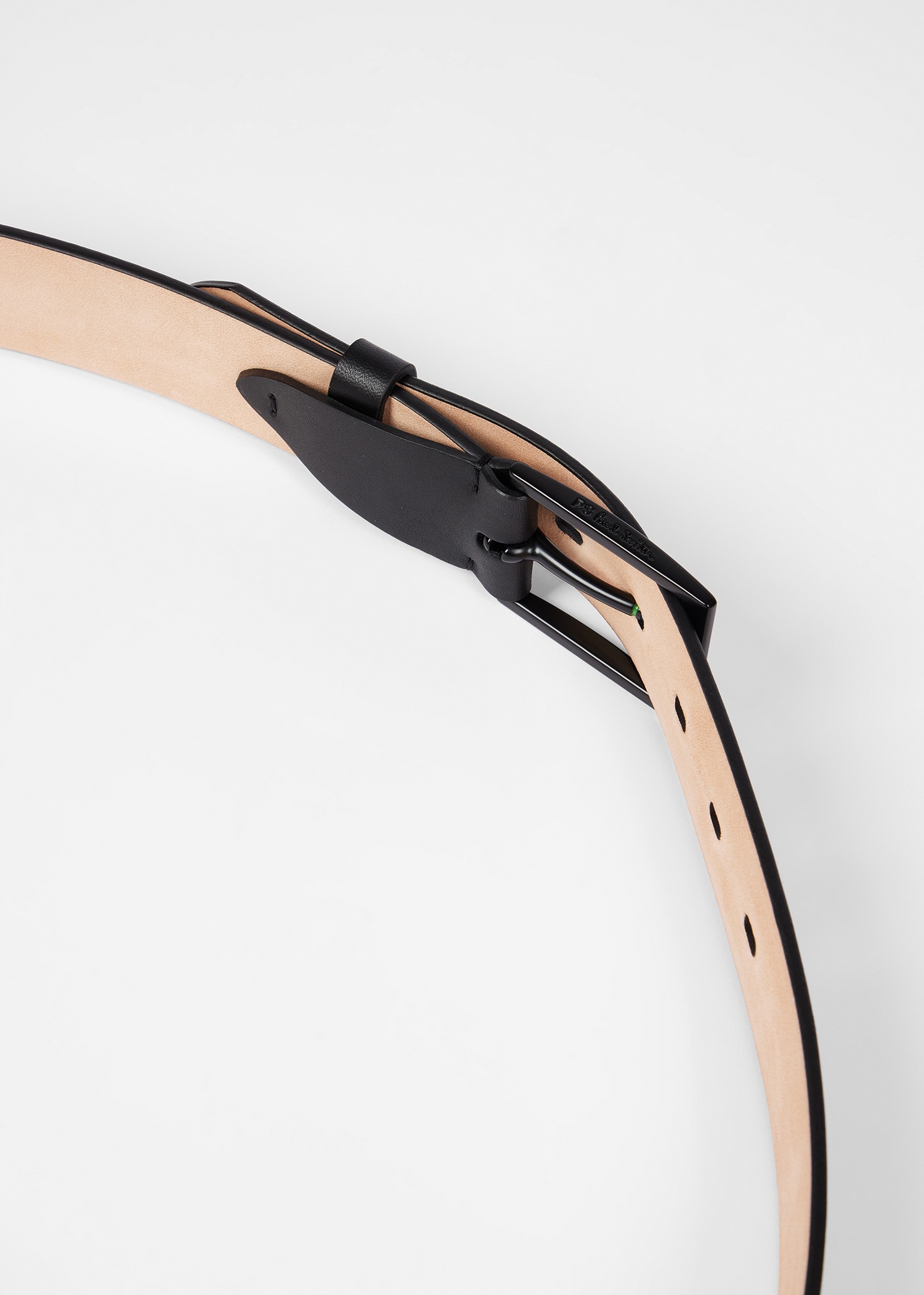 Black Leather 'Sports Stripe' Belt - 3