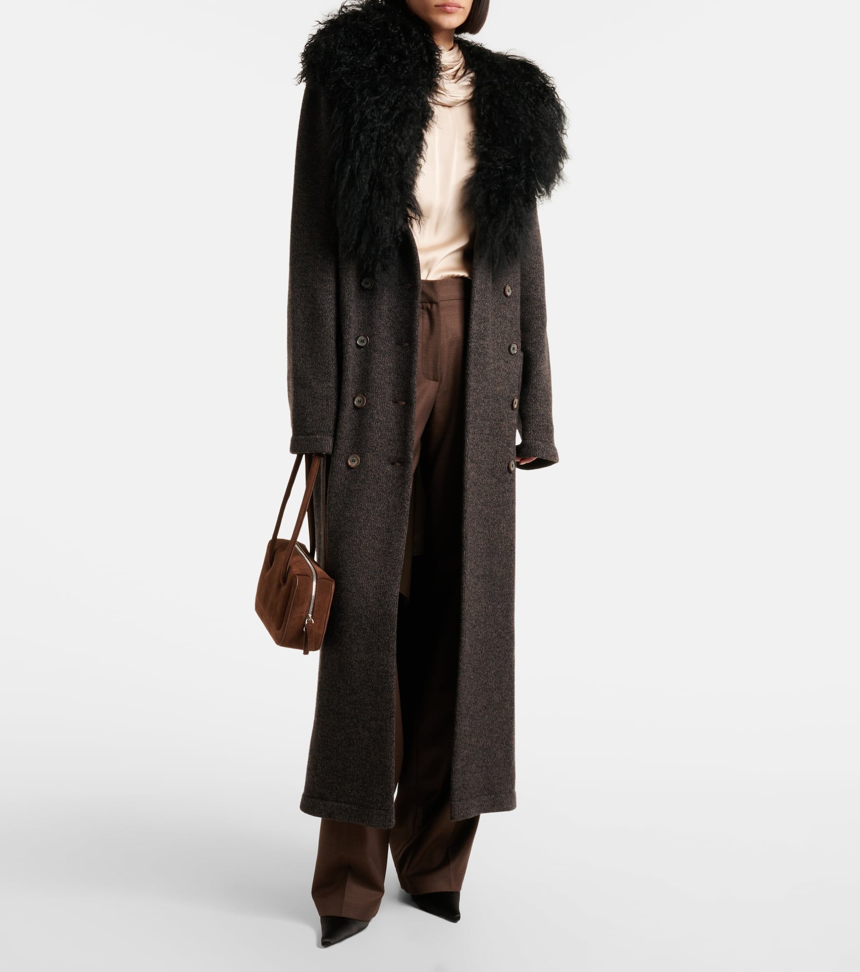 Shearling-trimmed cashmere coat - 2