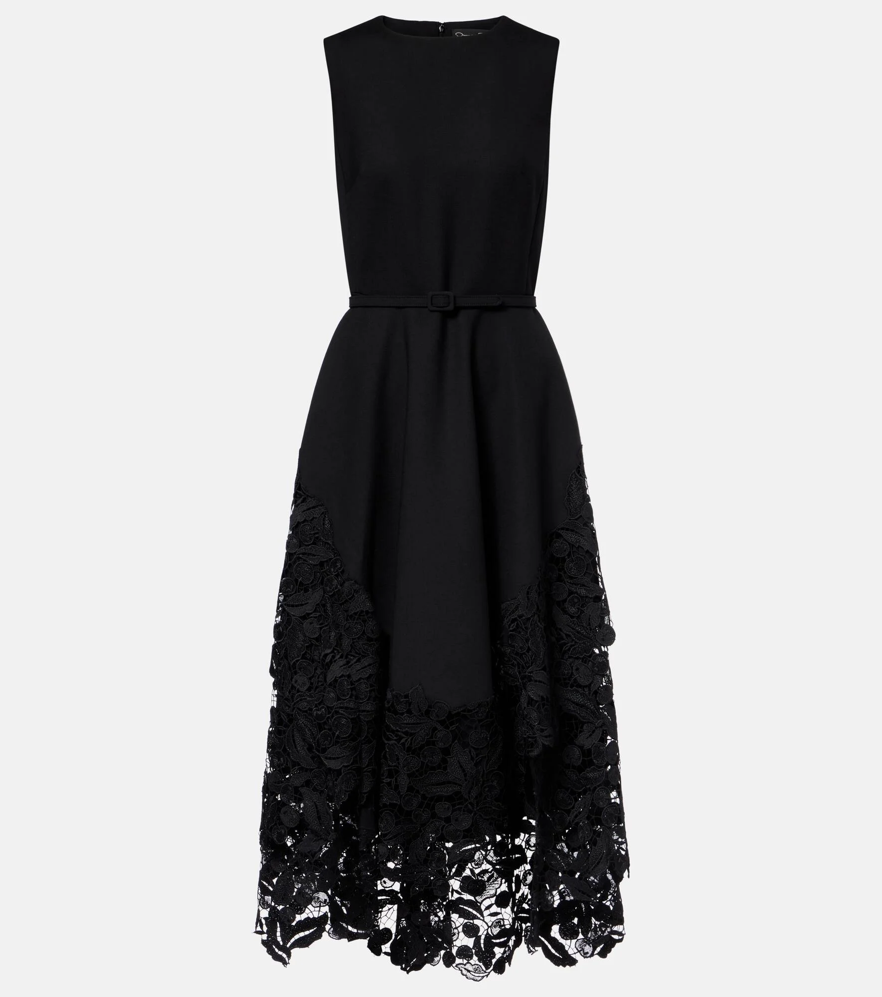 Wool-blend and lace cocktail dress - 1