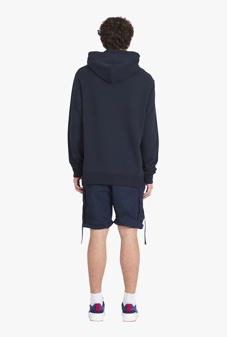 HIGH SUMMER CAPSULE - Navy blue cotton sweatshirt with flocked red Balmain logo - 3