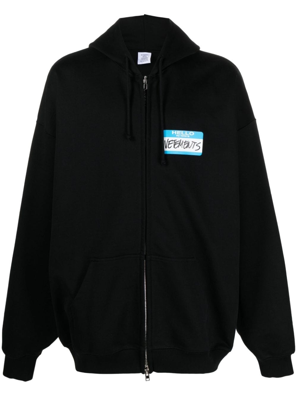 Name-tag print zip-up hoodie - 1