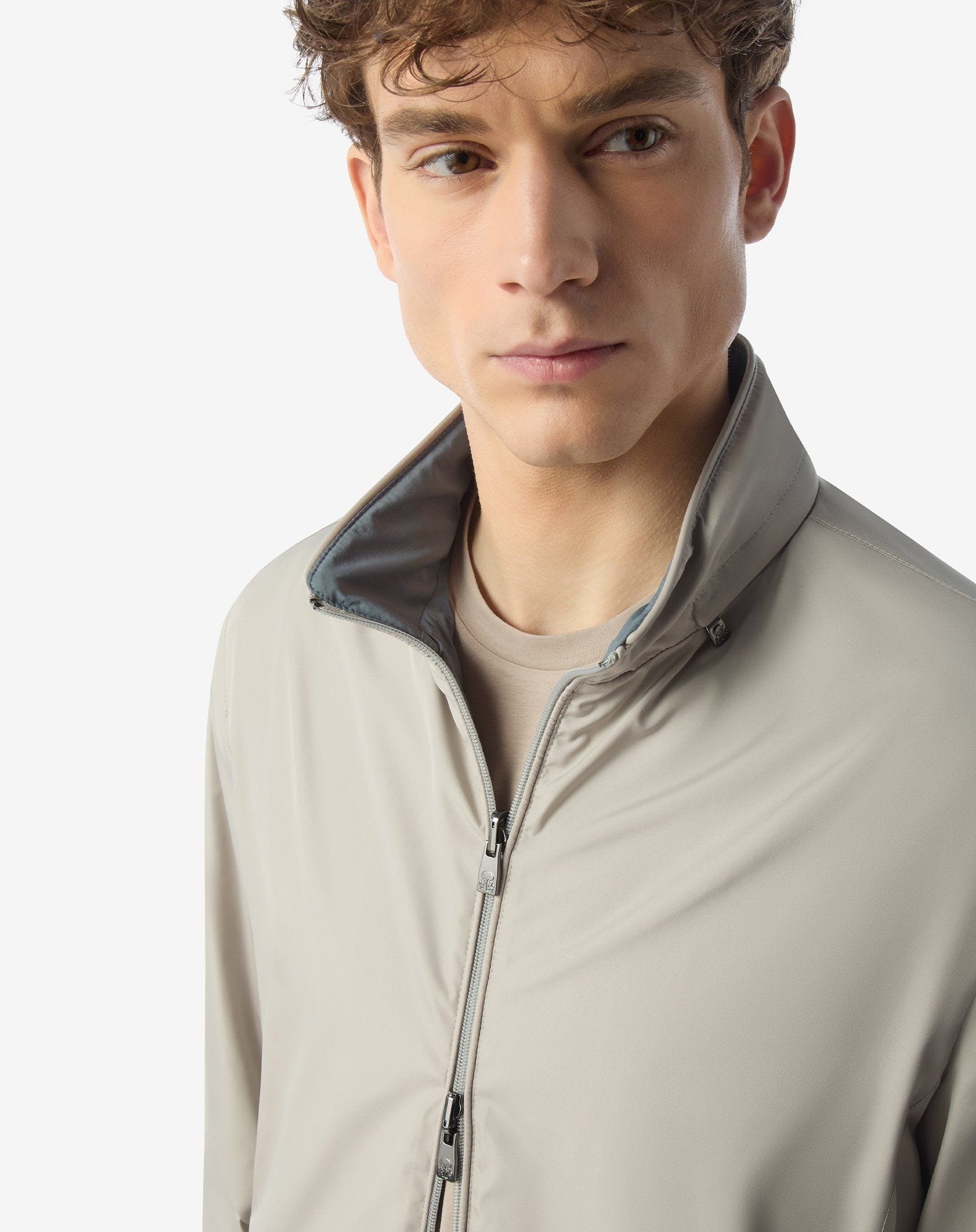 Reversible grey technical poplin jacket - 4